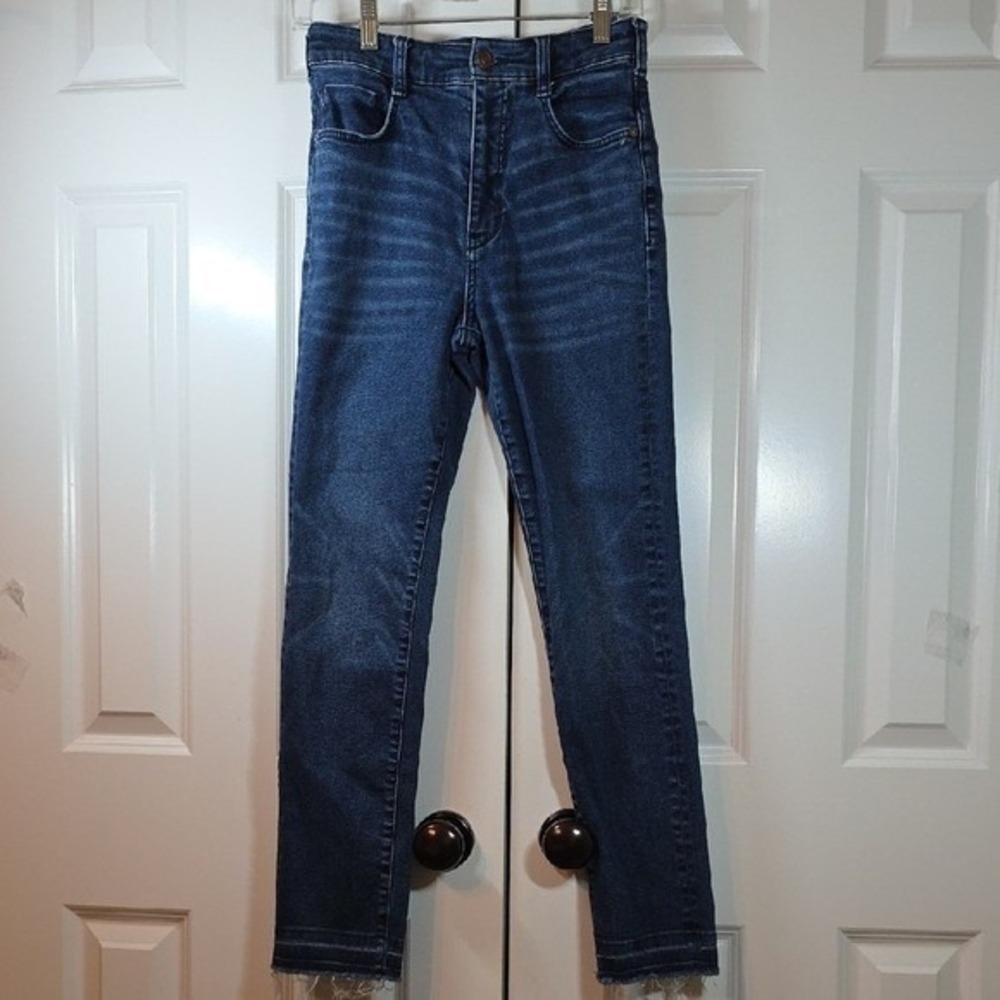 Pilcro Cigarette Jeans Womens 27 Blue Good High Rise Raw Hem Anthropologie